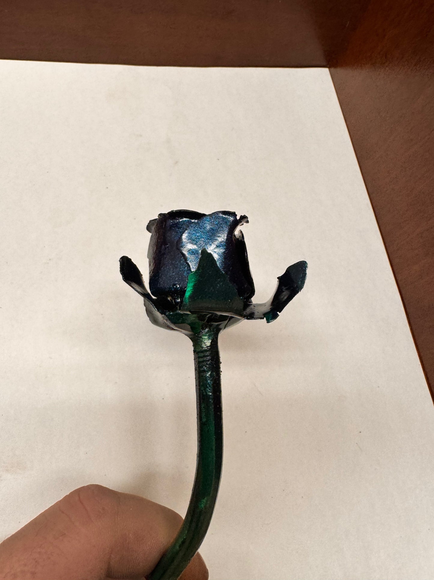 Hand Crafted Metal Roses (in Glass case)